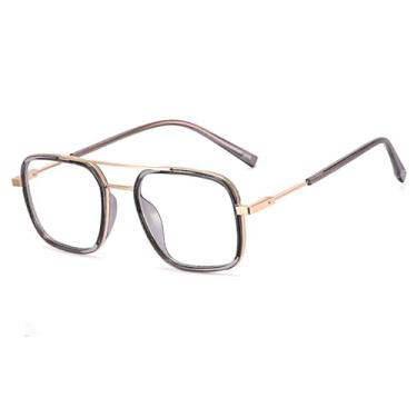 Imagem de Armação de óculos de metal da moda masculina, tamanho grande, com dobradiça de mola (4)