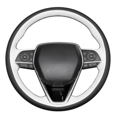 Imagem de MEWANT Capa de volante costurada à mão estilo 3D para Toyota Camry 2018-2019/Toyota Avalon 2019/Toyota Corolla 2019-2020/Toyota RAV4 2019 acessórios de volante