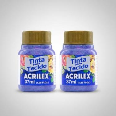 Imagem de Kit 2 Tintas para Tecido Glitter Acrilex 37ml Violeta 207 | Brilho Intenso, Fixação a Frio, Alta Durabilidade e Resistência às Lavagens para Artesanato e Customização