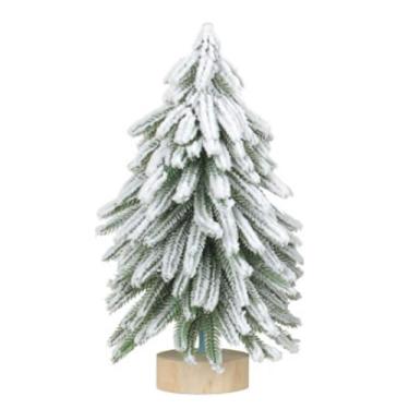 Imagem de Árvore de Natal flocada de neve artificial, enfeite de árvore de Natal de mesa para decoração de escritório, presente de planta artificial (branco, G)