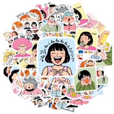 Imagem de 35 peças de adesivos infantis engraçados de expressão de desenho animado PVC emoções quadrinhos adesivos de papelaria para laptop mala