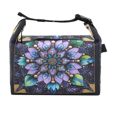 Imagem de STAYTOP Linda lancheira mandala colorida com fivela de alça, lancheira isolada para meninos e meninas, lancheira térmica para trabalho escolar