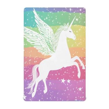 Imagem de CEBUGI Lençol de berço elástico para bebês meninos e meninas, cavalo, arco-íris, mini lençol com elástico para crianças, material neutro, ultra macio, colchão infantil padrão completo, M