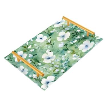 Imagem de Wassud Elegante bandeja de banheiro de flores silvestres com alças organizador de perfume de acrílico para banheiro, quarto, cozinha, balcão de 30 x 20 cm