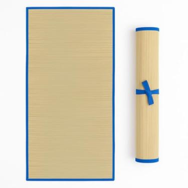 Imagem de Esteira de Palha Forro Natural para Praia com Fita Tapete Piscina Camping Lagoa Mar Viagem Tamanho Grande Tatame Yoga Acampamento Cortina Dobrável Verão Piquinique Artesanal Portátil Lavável