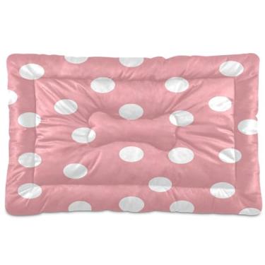 Imagem de CEBUGI Cama para cães de 61 x 45 cm, lavável, respirável, tapete para animais de estimação com fundo antiderrapante, almofada branca de bolinhas para cães pequenos e médios