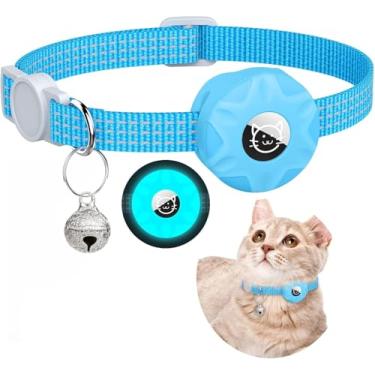 Imagem de Coleira para Gato Filhote Reflexiva com Fivela Desprendível de Rastreamento GPS Suporte e Sino Nylon Leve Confortável Gatos Filhotes Cachorros Cães Pe