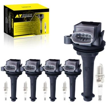 Imagem de ATURMC Conjunto de 5 bobinas de ignição UF517 e velas de ignição de irídio compatíveis com Volvo C30 2006-2013 C70 2004-2010 S40 S60 V50 V70 XC70 2.4L 2.5L L5 OEM - substitui # C1722 1 307 134170
