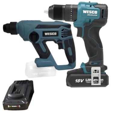 Imagem de Parafusadeira 1/2POL 50NM e Martelete Rotativo Perfurador com Bateria 