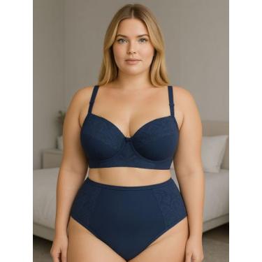 Imagem de Conjunto Lingerie Plus Size Sutiã Bojão e Calcinha Cós Reforçado - c2 
