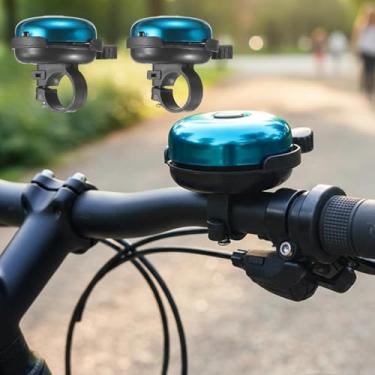 Imagem de 2 campainhas de bicicleta, sino de bicicleta alto para guidão com base, alavanca de polegar fácil para segurança de ciclismo, som claro para equitação urbana