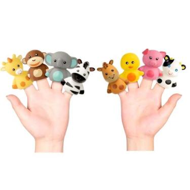 Imagem de Brinquedos Infantil para bebê Kit Dedoches Amiguinhos da Fazenda e Sel
