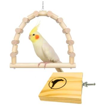 Imagem de Balanço Em Madeira Natural Para Calopsita E Plataforma