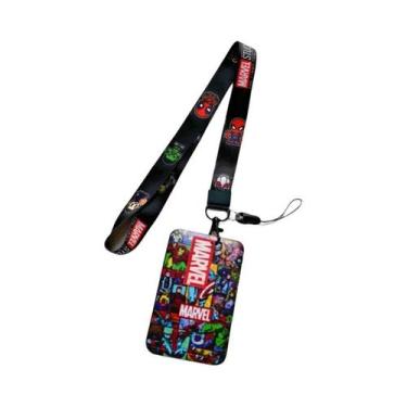 Imagem de Porta-Crachá De Super-Herói Disney Para Meninos Com Cordão E Chaveiro,