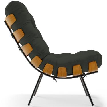 Imagem de Poltrona Decorativa Sala De Estar Costela L02 Linho Verde - Lyam Decor