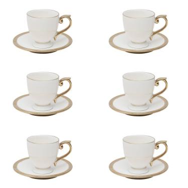 Imagem de Conjunto 06 Xícaras De Cafezinho De Porcelana Paddy Branco 90ml Wolff