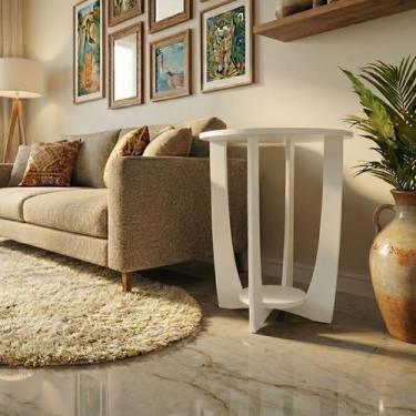 Imagem de Mesa de Canto Sala de Estar Canadá com Base Clássica Curva Off White -