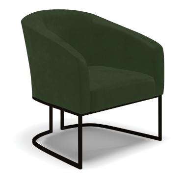 Imagem de Poltrona Sala Decorativa Stella Base Industrial Preta Sintético PU Verde D03 - D'Rossi