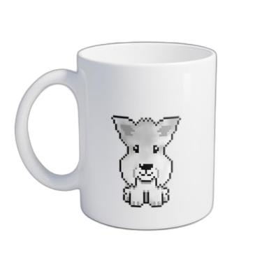 Imagem de Caneca Xícara de Café Porcelana 300ml Pixel Art Cão Maltês Estilo Retrô