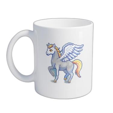 Imagem de Caneca Xícara de Café Porcelana 300ml com Desenho Pixel Art Unicórnio Alado