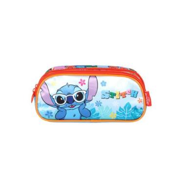 Imagem de Estojo Stitch Com Duas Divisórias Escolar Infantil Passeio, Azul