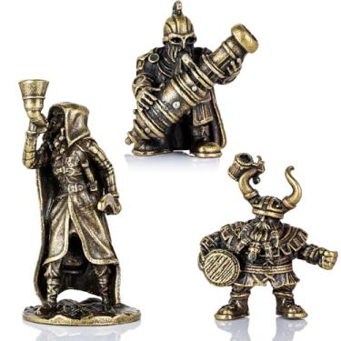 Imagem de MAKWEN Estátua de Guerreiros Anões Decoração de Escultura de Arte Fofa e Vívida Conjunto de 3 Estatuetas Colecionáveis de Liga Dourada para Casa Sala de Estar Escritório Decoração Adorável Ideias de