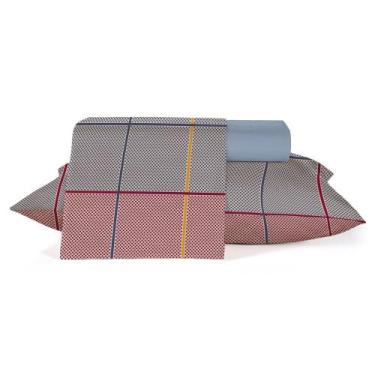 Imagem de Jogo de Cama Teka Diamante Madras - 100%Algodão - Casal