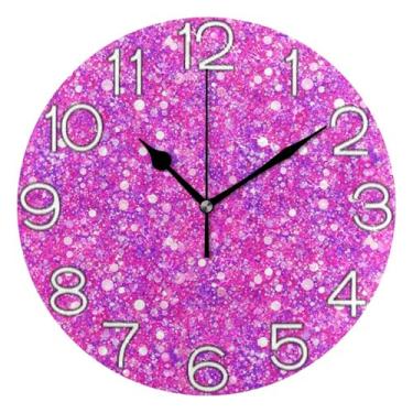 Imagem de GAIGEO Relógio de parede analógico decorativo operado por bateria silencioso para sala de aula, relógio de escritório, decoração de parede vintage, sala de estar, roxo, chique, 25 cm, ponteiros pretos