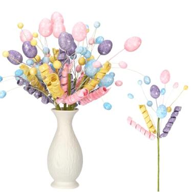 Imagem de Norme 6 palhetas de decoração de páscoa, palitos de flor de ovo de 40 cm, galhos artificiais de galhos, ramos de mesa, decoração de vaso de casa, ramos de flores para primavera