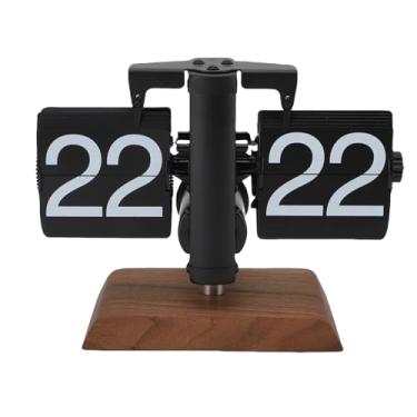 Imagem de Bewinner Relógio de Mesa Retro Flip, Página Automática que Gira Relógio Mecânico Vintage Alimentado por Bateria, Flip de Aço Inoxidável 24h Decoração de Mesa de Escritório Em (Tudo preto)