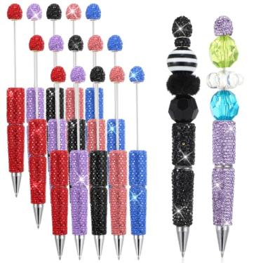 Imagem de Lemecima 15 canetas brilhantes com contas de strass completo para contas, kit de canetas com contas de diamante fofas, esferográficas, divertidas para fazer artesanato (diamante completo)
