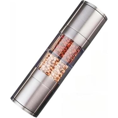 Imagem de Moedor de Pimenta E Sal Grosso Triturador Manual Duplo 2 em 1 Gourmet Aço Inox Tempero Pequeno (1)