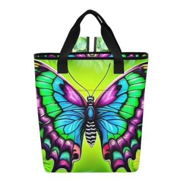 Imagem de Mochila térmica colorida borboleta verde selva isolada à prova d'água 36 latas para bebidas 14 x 15 x 16 cm