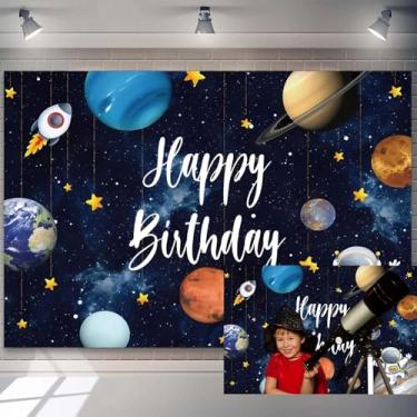 Imagem de 2,1 x 1,5 m, espaço sideral, cenário de aniversário, foguete astronauta, sistema solar, estrelas, planetas, fotografia de fundo para meninos, tema universo, decoração de festa de aniversário, adereços