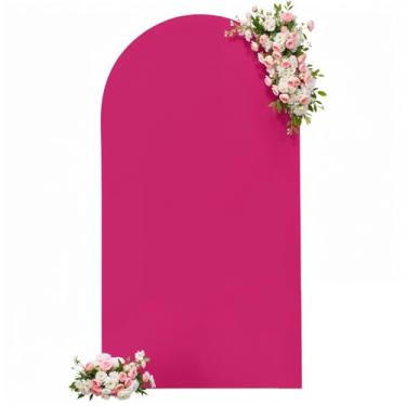 Imagem de Capa de fundo de arco rosa choque 1,8 m, capa de arco de casamento, pano de fundo elástico, festa de aniversário, capa de arco rosa, elastano para banquete, formatura, chá de bebê, decoração de fotos