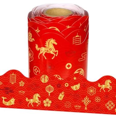 Imagem de Leezead Bordas de quadro de avisos de ano novo chinês, rolo de borda recortada de ano novo lunar para casa, escritório, sala de aula, quadro de avisos, decoração de parede