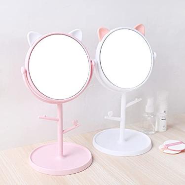 Imagem de Espelho de Maquiagem Rotativo HD Portátil Mesa Cute Princess Mirror Dormitório Estudante Vestir Simples Premium Ultra Leve Duradouro Alto- Sem Distorç