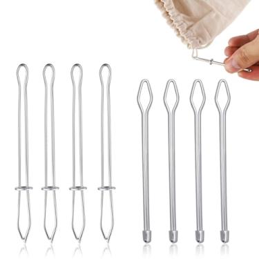 Imagem de 8 peças de passador de corda, clipe de rosqueador de corda faça você mesmo, faixa de cintura para rosquear cinto de cordão de metal Bodkin Threader conjunto de ferramentas de costura para moletom com