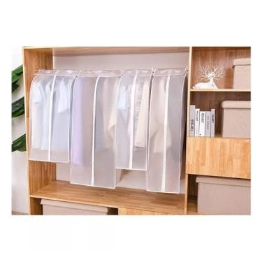 Imagem de Sacolas para roupas organizador de armazenamento com grande capacidade Capa ternos e casacos PEVA zíper cobertura total Lavável armário doméstico