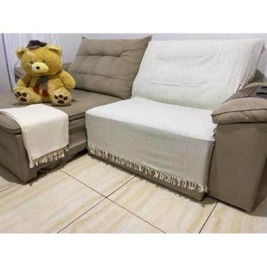 Imagem de Manta para Sofá Decorativa 2,10x1,20m em Algodão – Protetora para Sala 2 ou 3 Lugares(Cru)