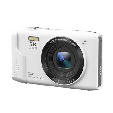Imagem de Tangxi Câmera Digital 5K, Câmeras Digitais UHD WiFi de 72 MP para Fotografia, Câmera de Vlogging Portátil Compacta Com Tela de 2,8 Polegadas Com Zoom 16X e Foco Automático, Flash (Branco)