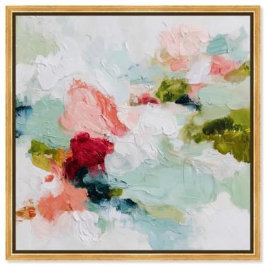 Imagem de Arte de parede Happy Jumble V impressão em tela para sala de estar por Art Remedy, moldura dourada, 61 x 61 cm