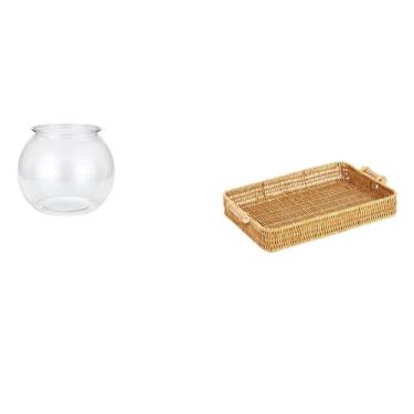 Imagem de Whtkoph Pequeno Aquário Transparente, Decoração Transparente para Casa, Tigela, Vaso, Mesa, Quarto, Escrivaninha, Sala de Estar, Casa, Fruteira de Vime