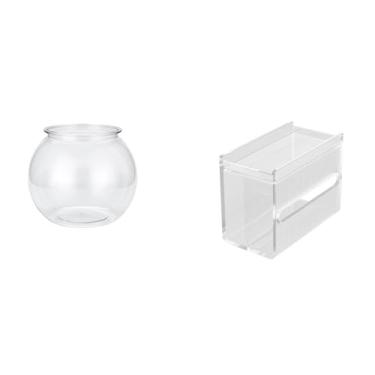 Imagem de Whtkoph Aquário de Acrílico Transparente para Peixes Pequenos E Decoração de Mesa Moderna com Porta-papel Higiênico, Ideal para O Escritório E