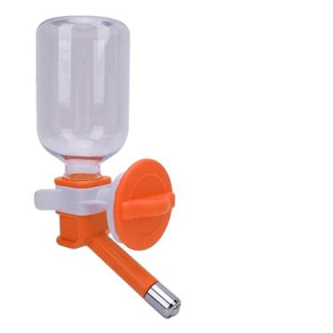 Imagem de Mingzhe Rolamento de Esferas de Aço Inoxidável Pendurado Gaiola para Cães Garrafa 300ml Capacidade Economia Espaço Bebedor água Longa Duração Gatos Cães (Laranja)