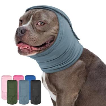 Imagem de KOESON Protetores de orelha para cães, protetores de ouvido longos para cães, proteção contra ruído com gancho e laço, capas de cabeça e pescoço para cães, moletom macio para alívio da ansiedade