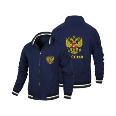 Imagem de Jaqueta Casual Com Zíper Para Homens, Estilo Windbreaker, Águia Russa,