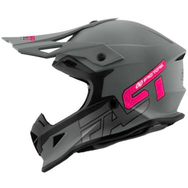 Imagem de CAPACETE MOTOCROSS PRO TORK FAST 788 GREY FOSCO CINZA/ROSA TAM. 60