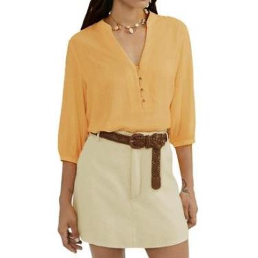 Imagem de Camisa Feminina Hering ML Bufante Amarela - HFA3YXLEN-Feminino