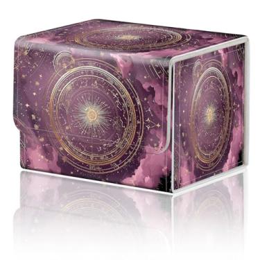 Imagem de Caixa de armazenamento de jogos de cartas TCG Deck Box MTG Card Box Organizer Trading Card Box Commander Deck Box TCG Card Storage Box Magnetic Closure Creative Pattern até 200 cartas, bússola de